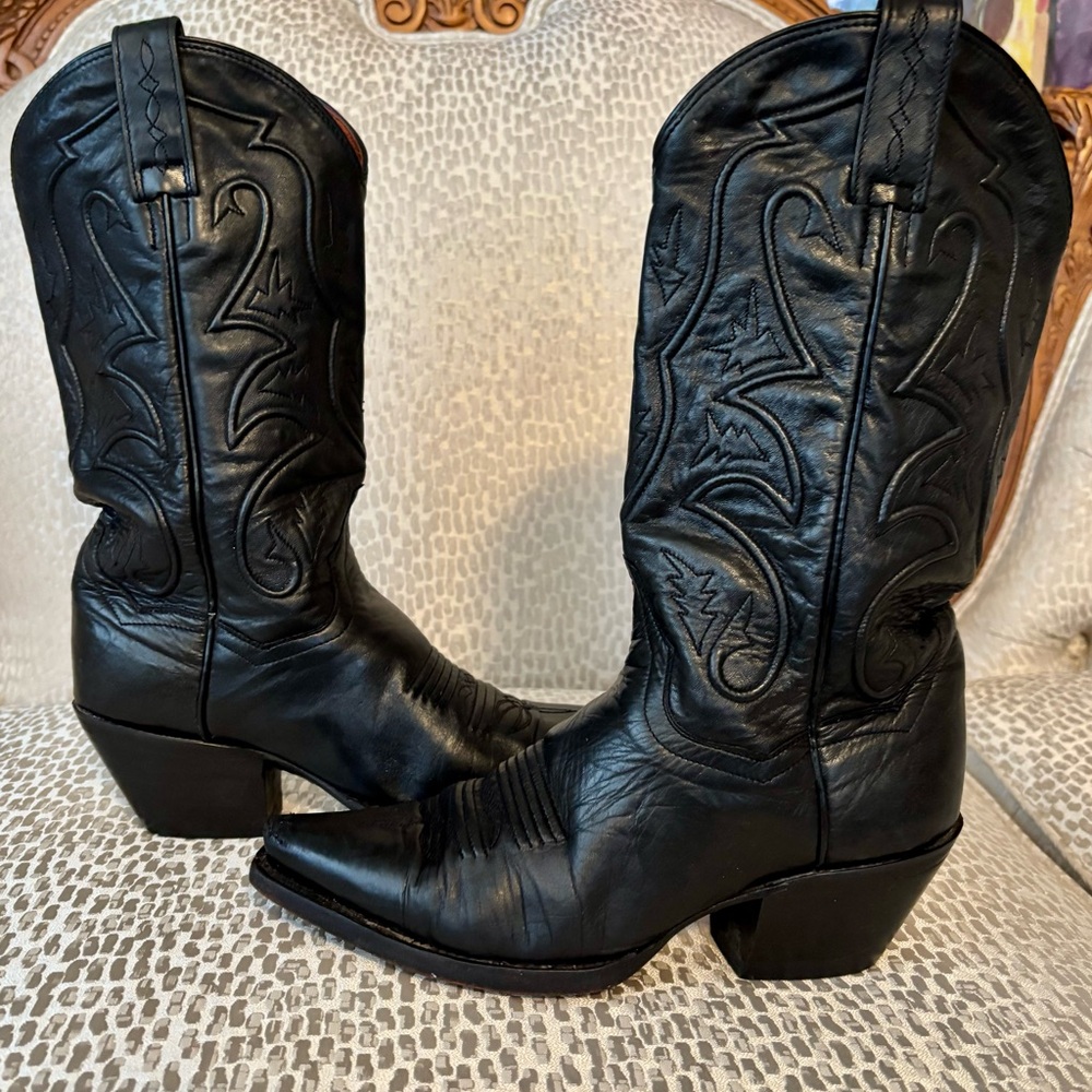 Dan Post Black Leather Cowboy Boots
